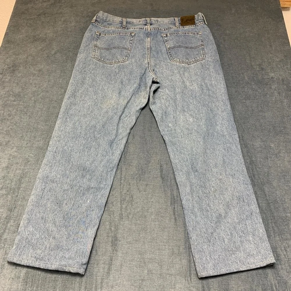 Lee Jeans Mens 40x32 Blue Denim Cotton Regular Fit Light Wash Straight Leg Cozy